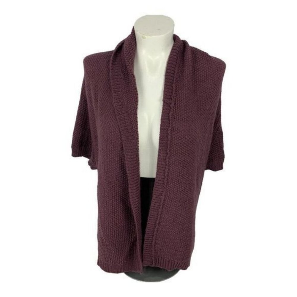 Ann Taylor Open-Front Knit Cardigan Shrug In Plum Purple Size Medium